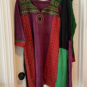 Purple, Red and Green Kurta